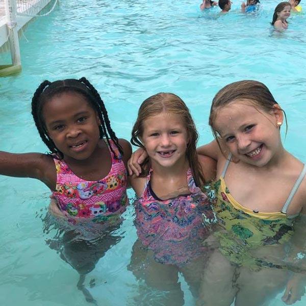 three girls in pool